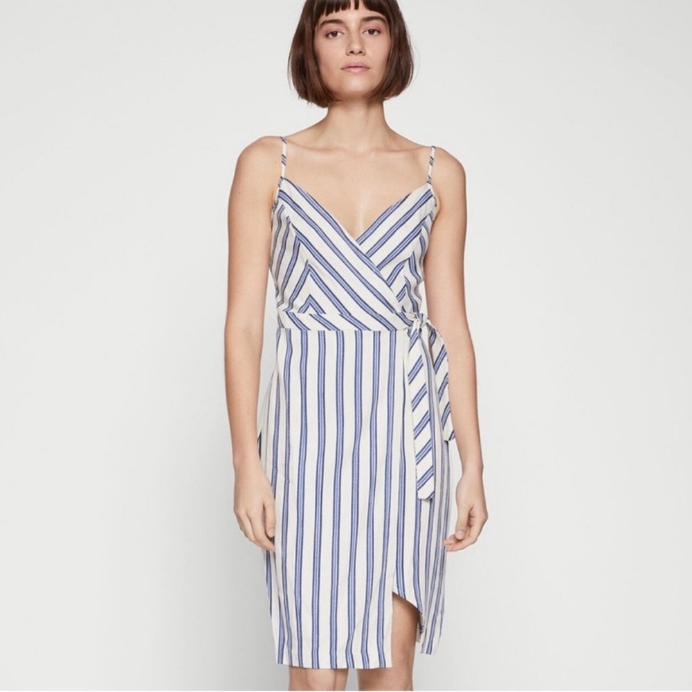 BCBGeneration Striped Blue and White Wrap Dress